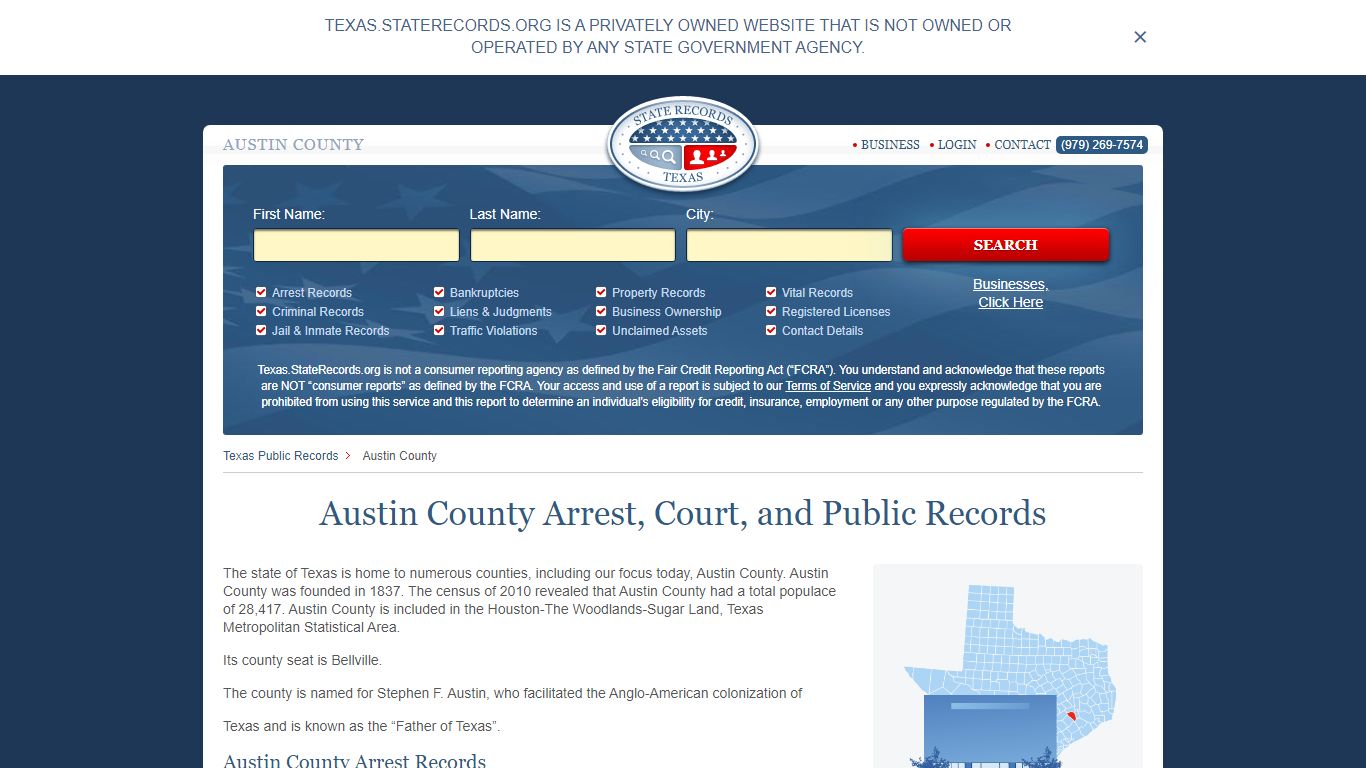 Austin County Arrest, Court, and Public Records