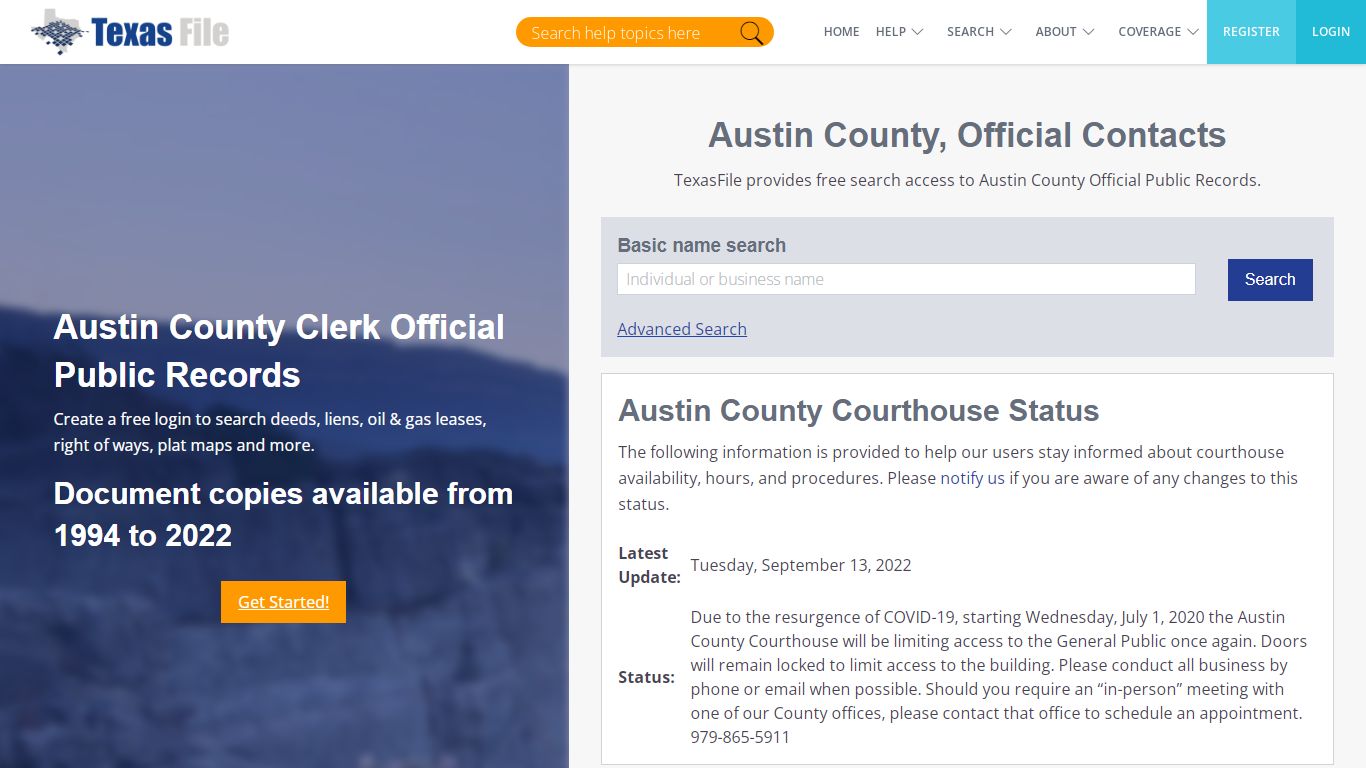 Austin County Clerk Official Public Records | TexasFile